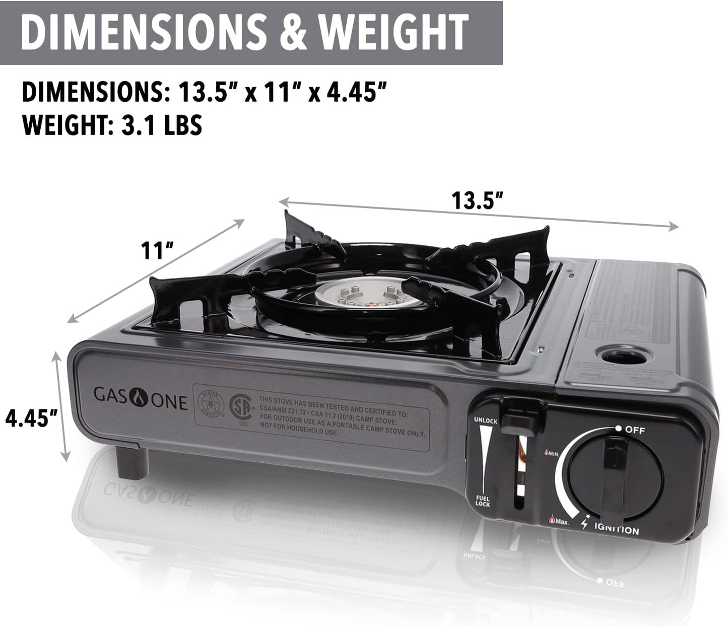 Butane Gas Stove with 4 Fuel Canister Catridge - Gray