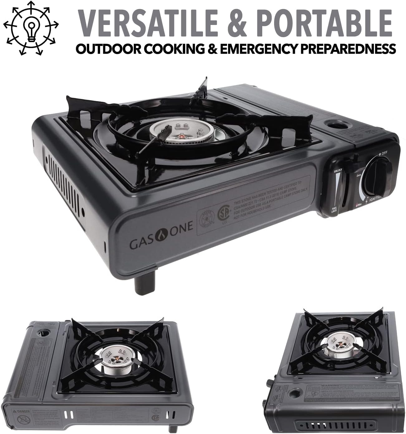Butane Gas Stove with 4 Fuel Canister Catridge - Gray