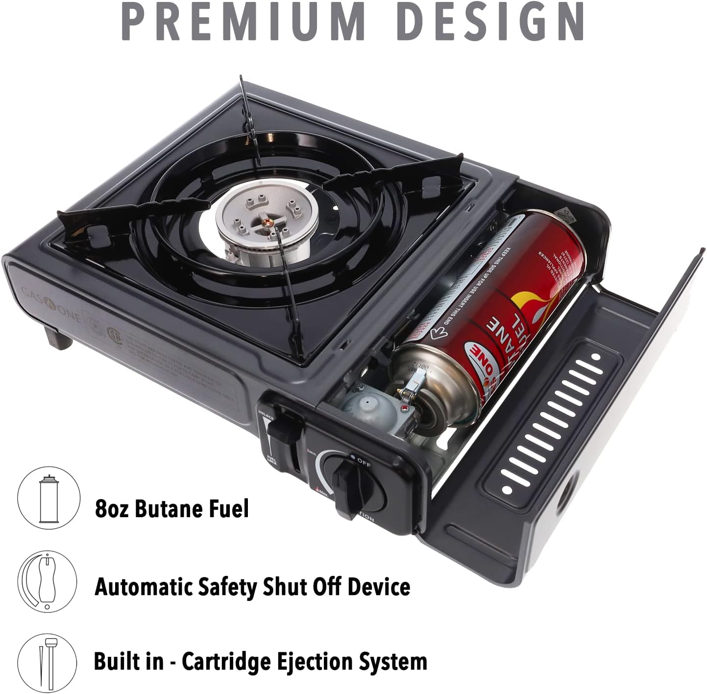 Butane Gas Stove with 4 Fuel Canister Catridge - Gray