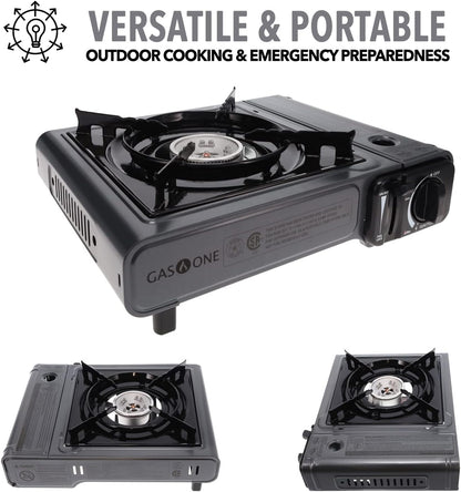 Butane Gas Stove with 4 Fuel Canister Catridge - Gray